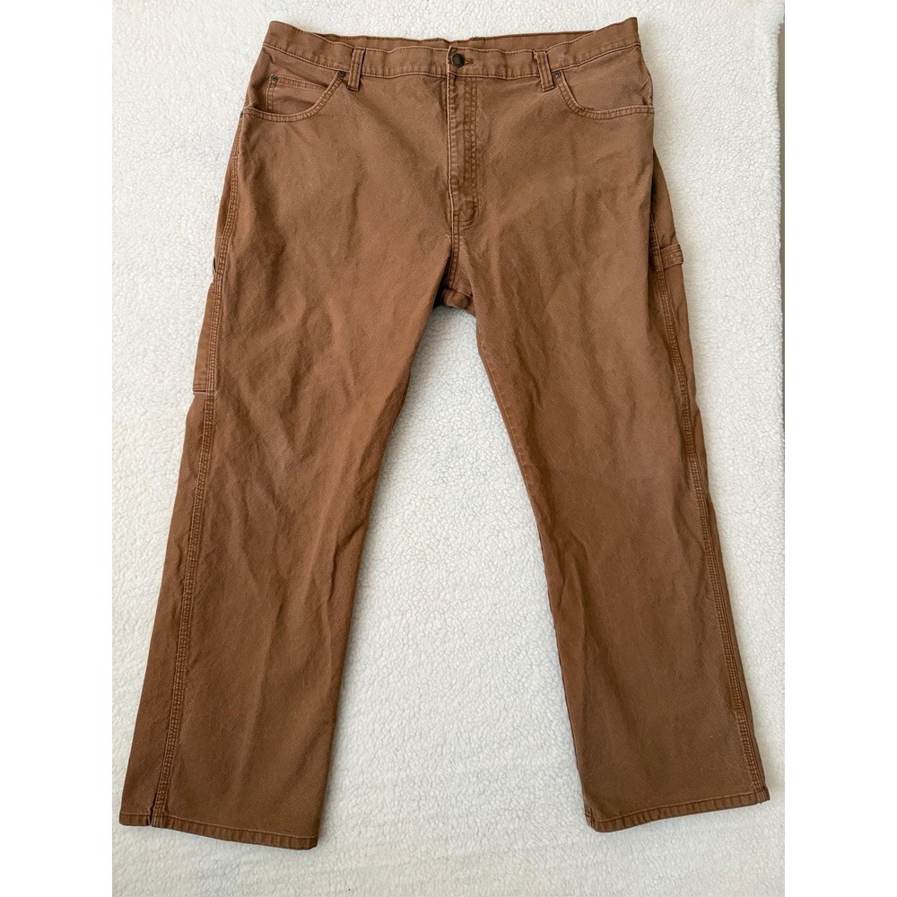Dickies Pants Mens 36x30 Brown Relaxed Fit Stretch Canvas Carpenter Workwear